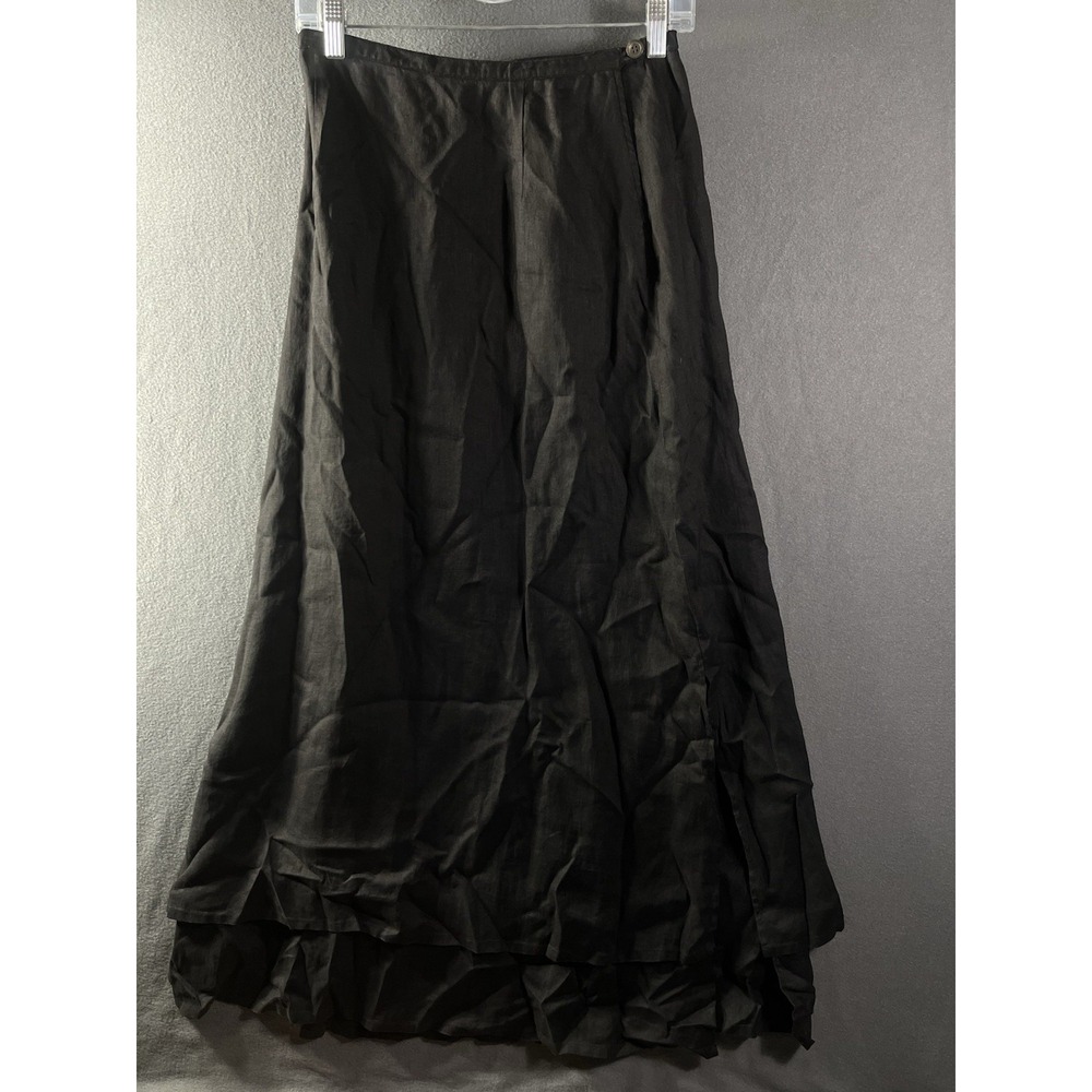 J Jill Womens S Skirt Double Layers Lagenlook Linen Side Zipper Button VTG Slits